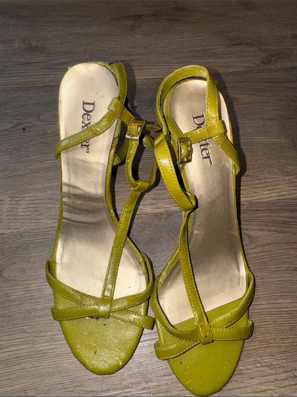 Dexter Women's T-Strap Heels in Chartreuse Green